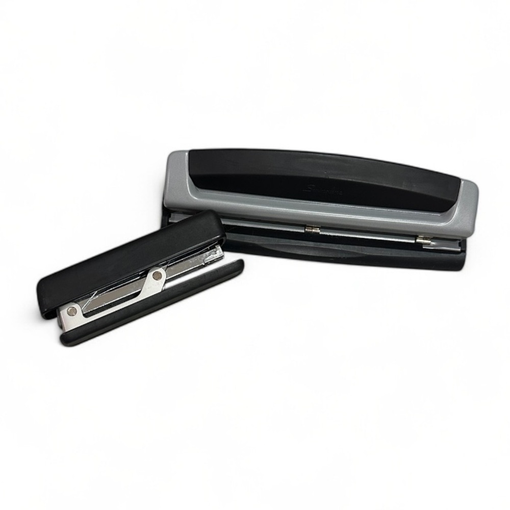 Stapler and Hole Punch Bundle Black and Silver - Heavy Duty